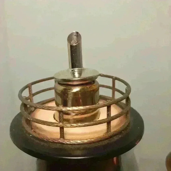 Vintage Musical Lighthouse Decanter/Bottle. Emerald Green and Brass - Picture 2 of 6